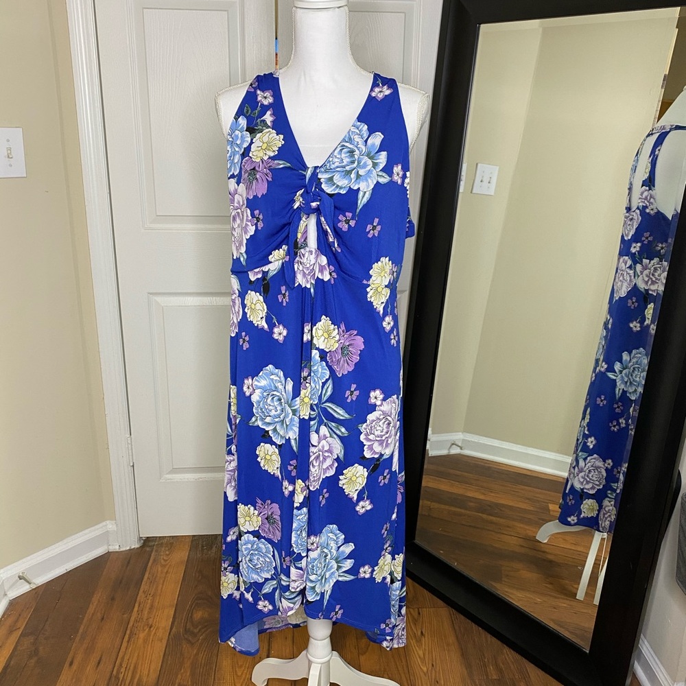 Floral High Neck Sleeveless Dress